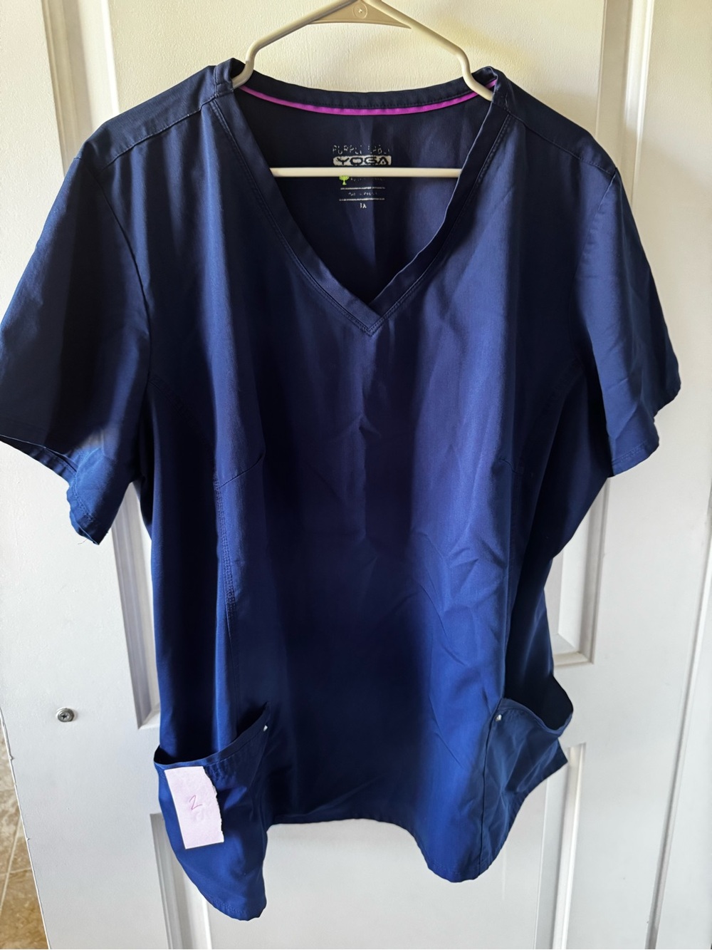 healing hands Navy Blue V-Neck Medical Scrub Top